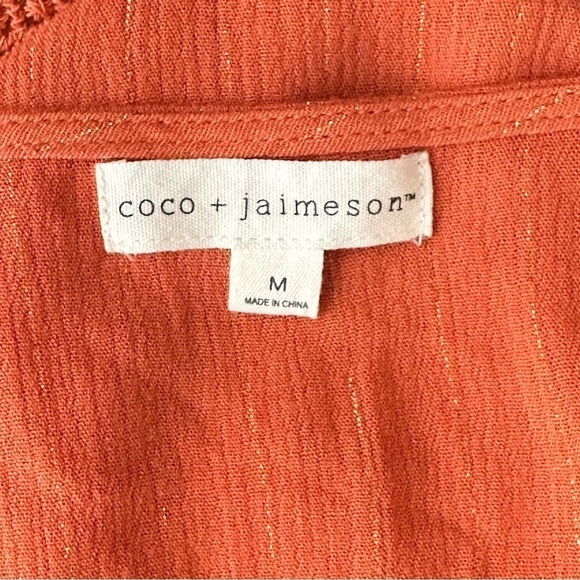Coco + Jaimeson Coral Boho Long Sleeve V-Neck Top Women’s Size M - Picture 7 of 7